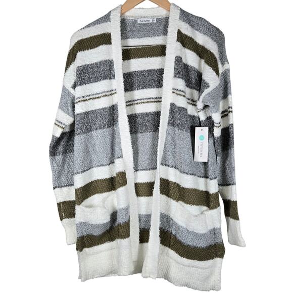 Pink Clover Cardigan With Pockets Color Multi Long Sleeve Striped Cardigan S NWT - Picture 1 of 10